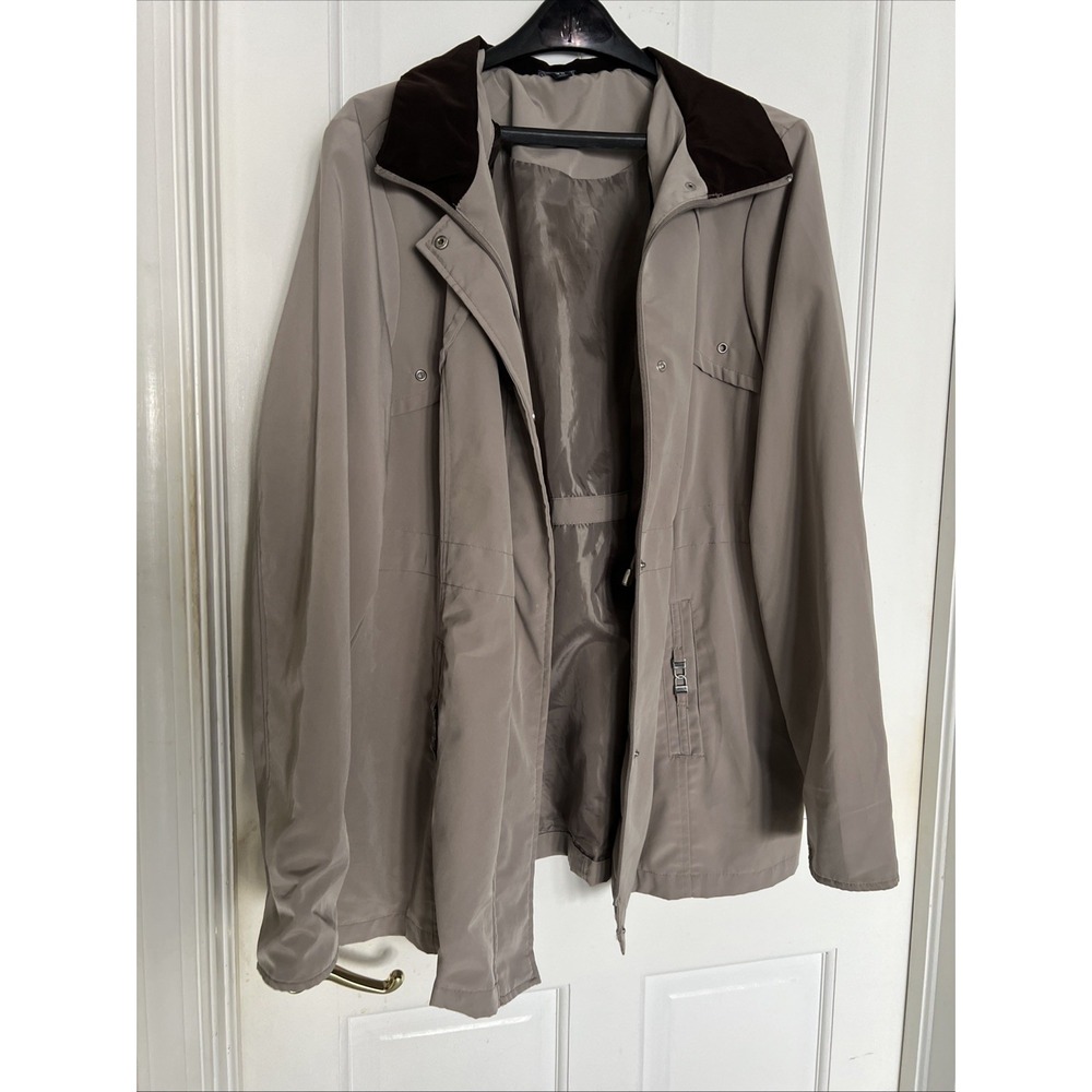 George Hoo1ded Lightweight Utility Taupe Jacket Lined Detachable Hood Sz 18/20 - Picture 10 of 16